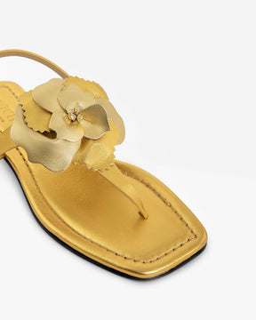 Flower gold sandals