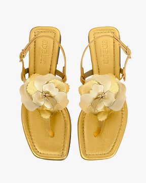 Flower gold sandals