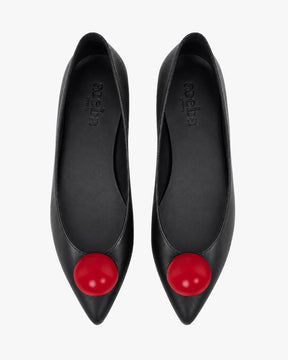 Bailarinas Matilda negras con broche rojo intercambiable
