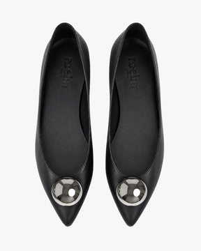 Bailarinas Matilda negras con broche plateado intercambiable