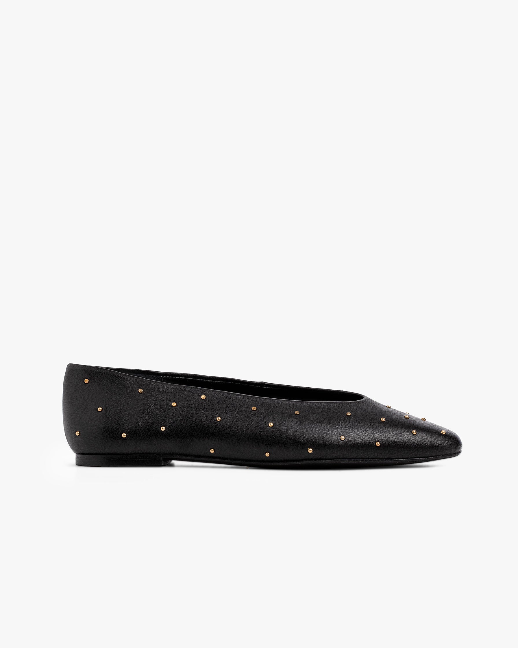 Bailarinas Moon negras con tachuelas, vista frontal