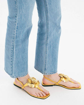 Flower gold sandals
