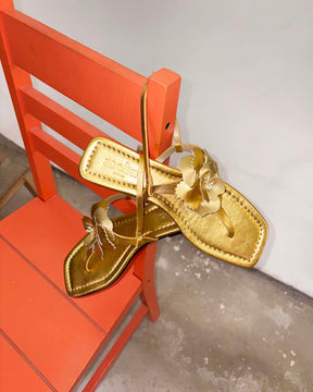 Flower gold sandals