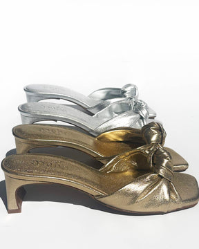 Knot silver sandals