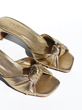 Knot gold sandals