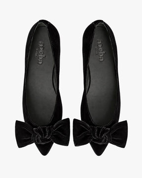 Bailarinas Lulu Black de terciopelo negro con lazo XL