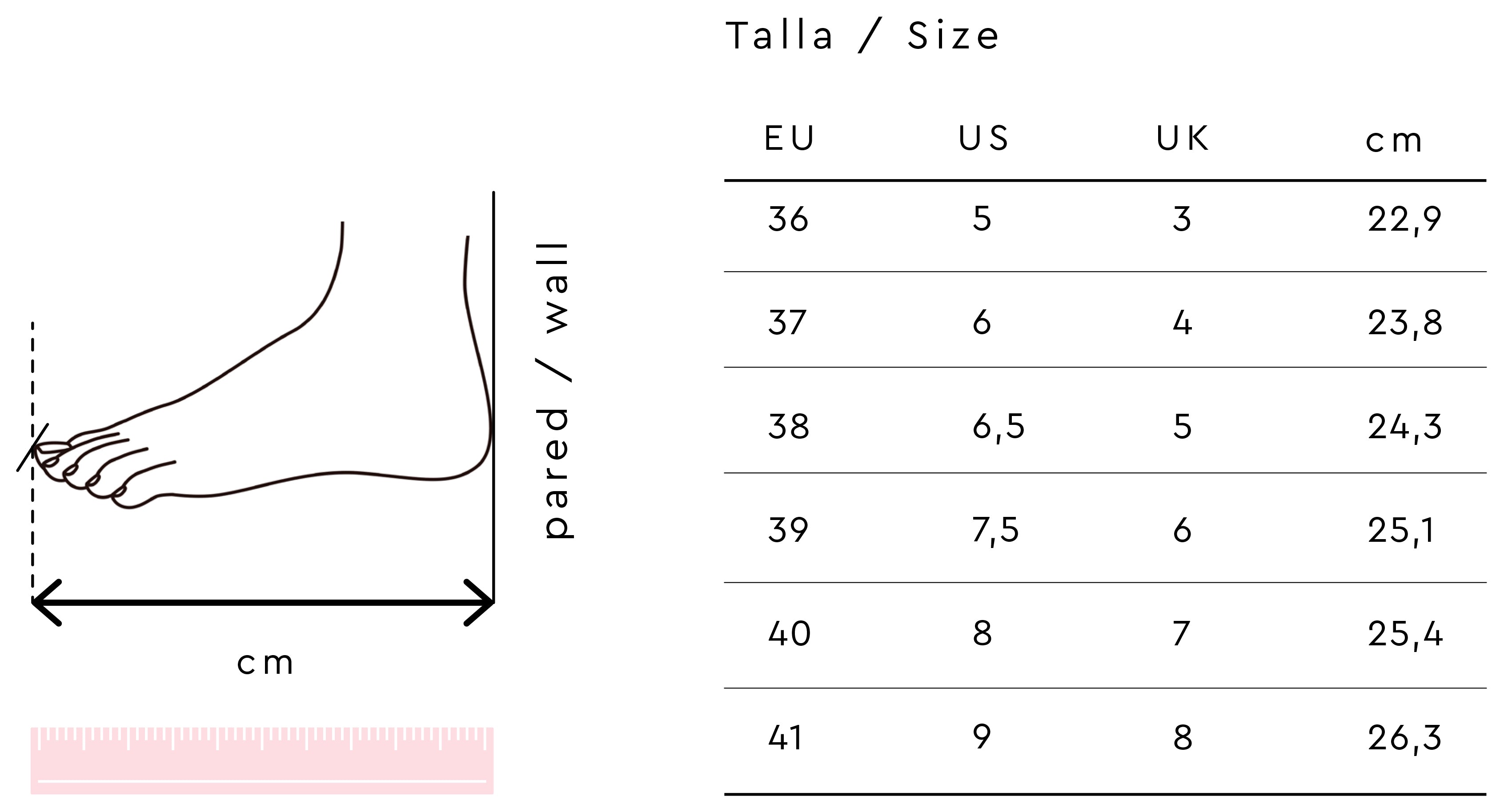 Guía de tallas Adeba